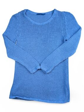 J.McLaughlin Blue Knit Linen-Blend Long-Sleeve Lightweight Womens Sweater Size S